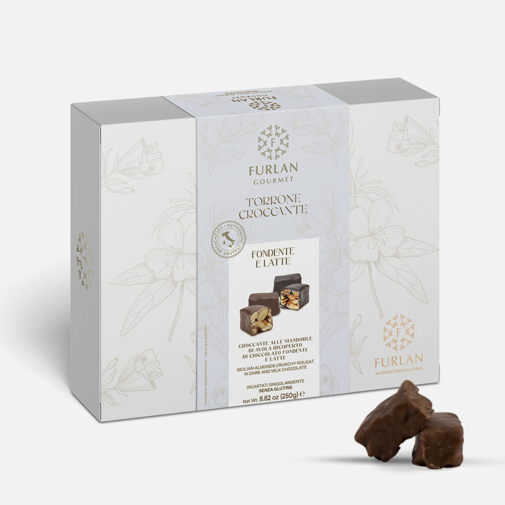 Croccante alle Mandorle di Avola ricoperto di cioccolato fondente e latte