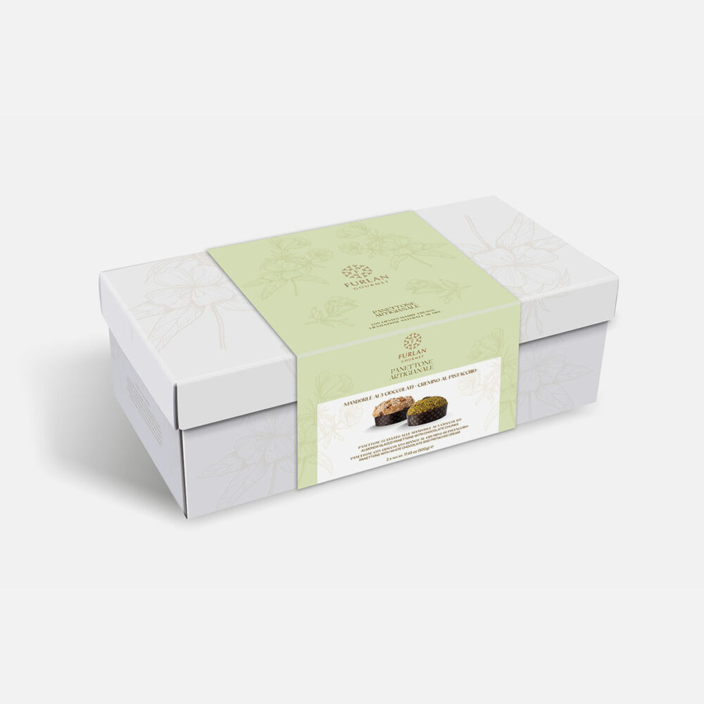 Panettone glassato alle mandorle ai 3 cioccolati + Cremino al Pistacchio