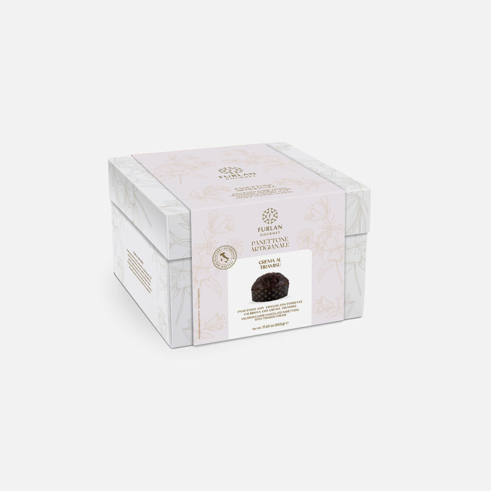 Panettone con  Cioccolato fondente Valhrona con crema Tiramisù