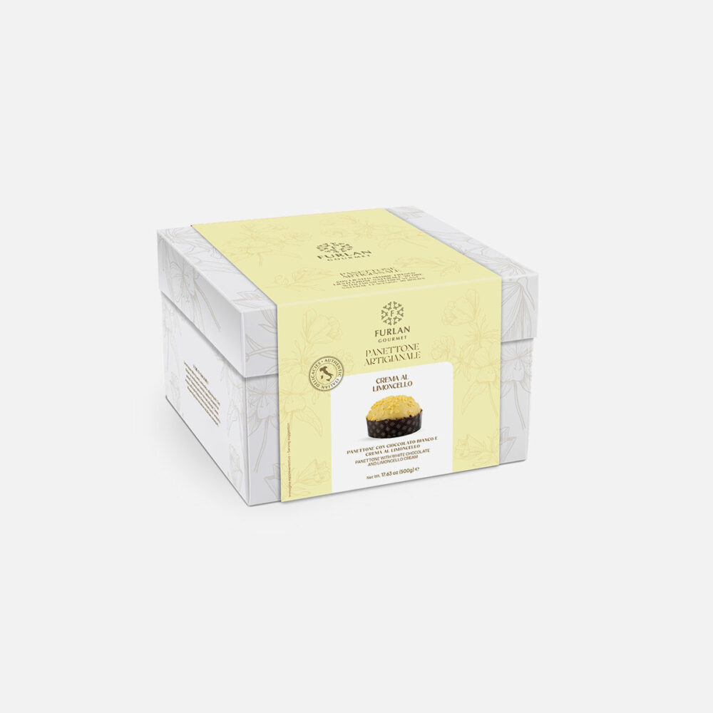 Panettone con cioccolato bianco e crema al limoncello