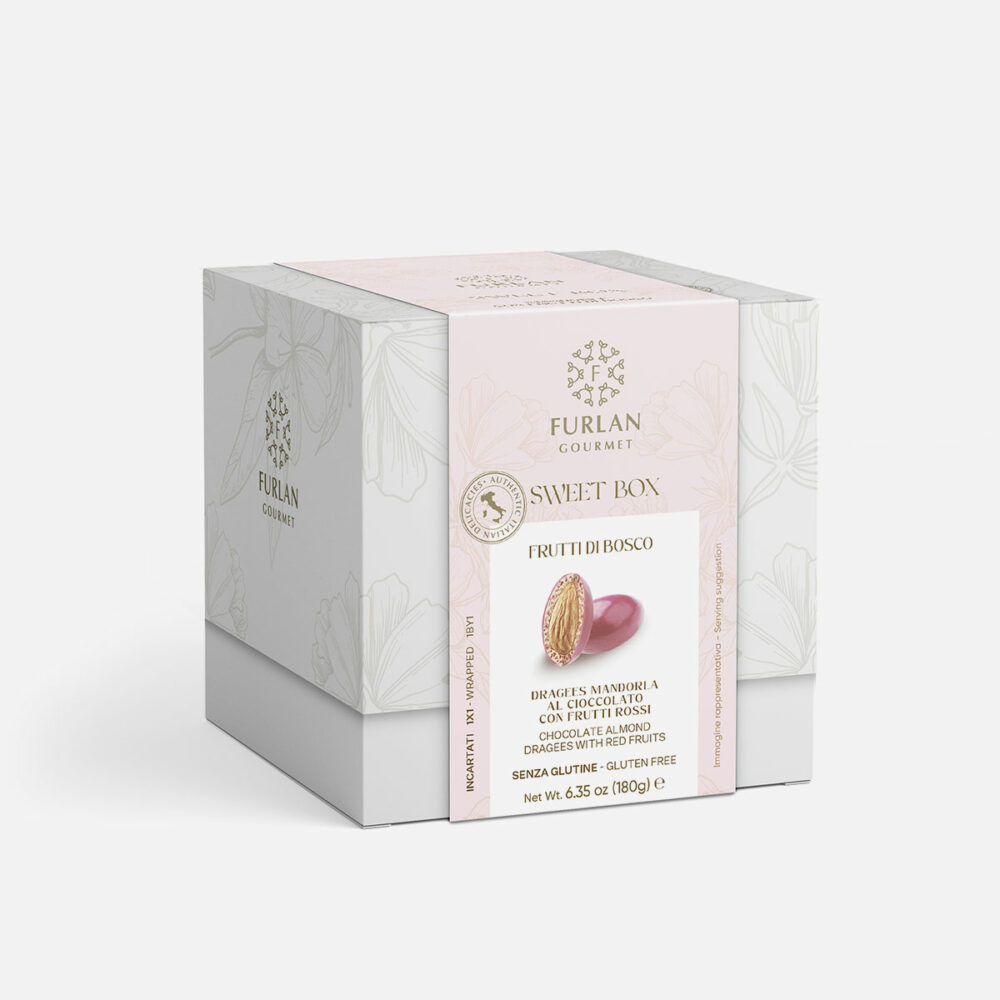 Dragees mandorla al cioccolato con frutti rossi
