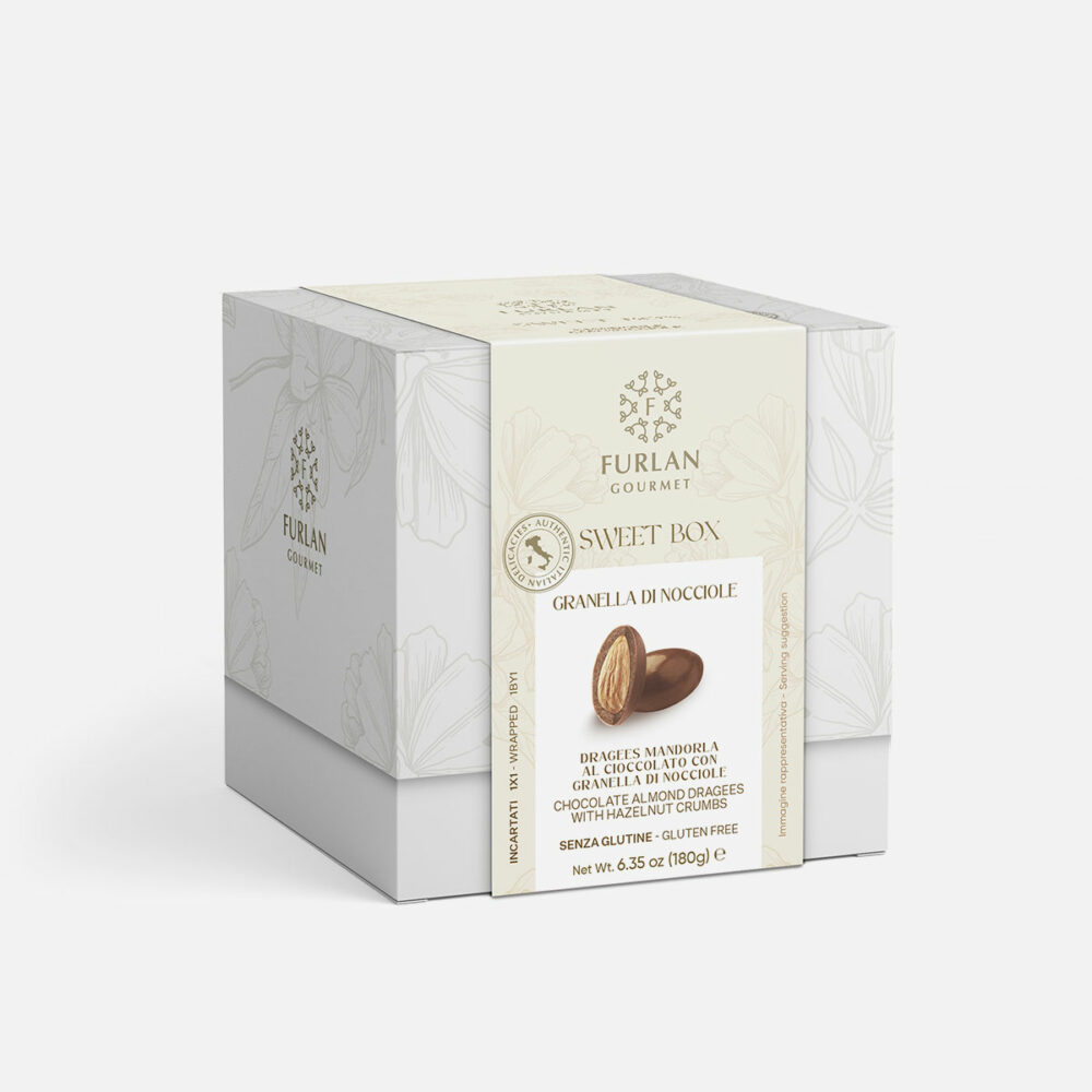 Dragees mandorla al cioccolato con granella di nocciole