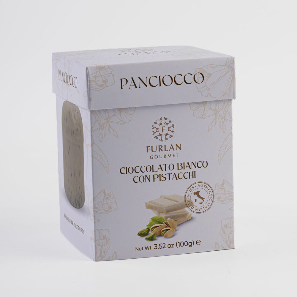 Panettoncino di cioccolato bianco con pistacchi salati