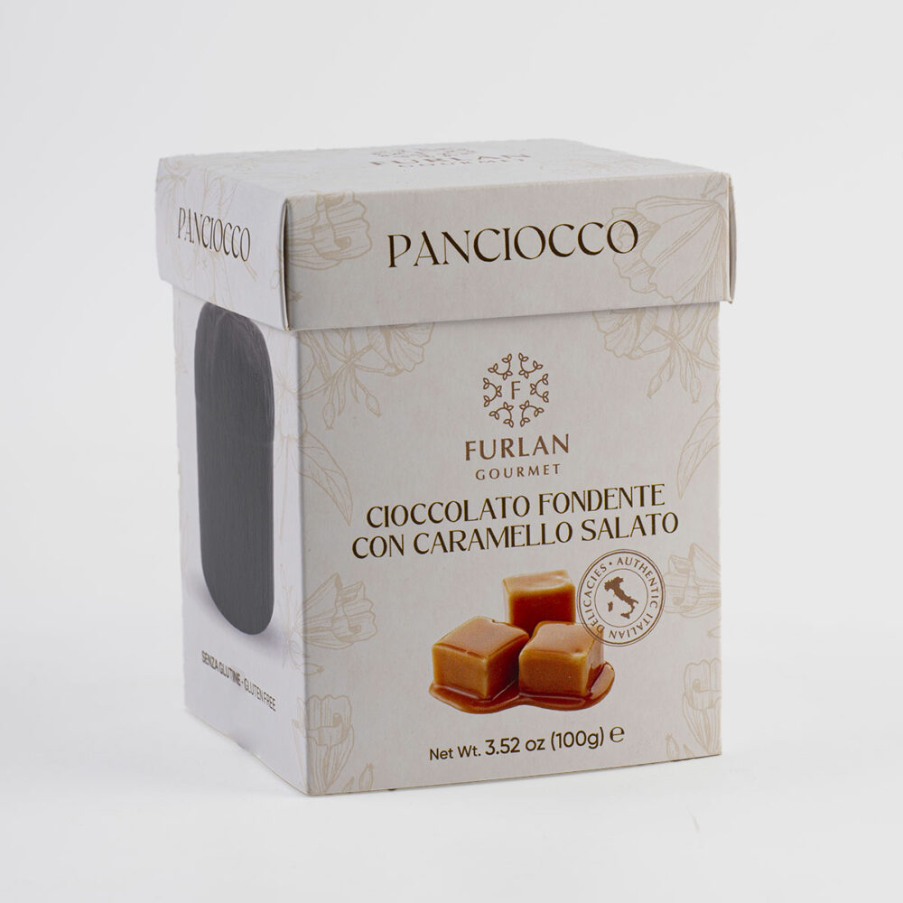 Panettoncino di cioccolato fondente con caramello salato