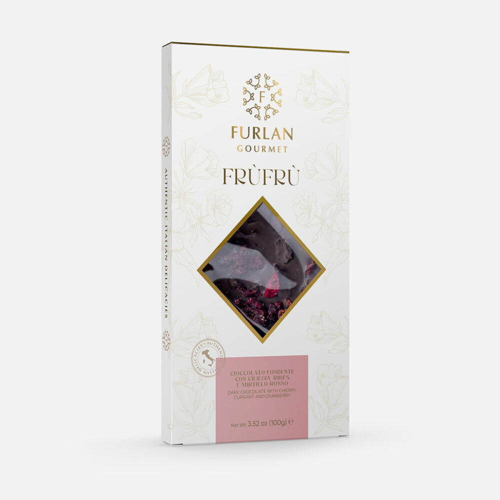 Cioccolato fondente con ciliegia, ribes e mirtillo rosso
