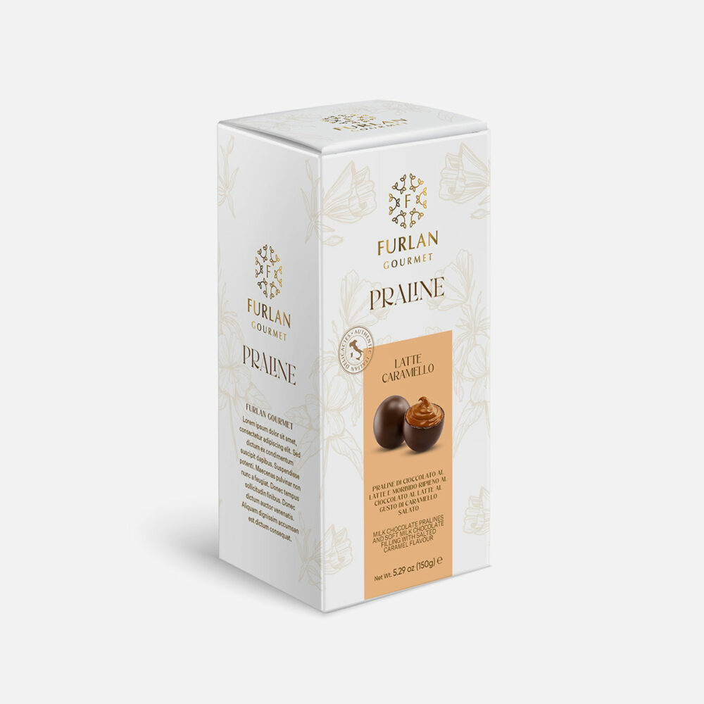 Praline di cioccolato al latte e morbido ripieno al cioccolato al latte al gusto di caramello salato - Box