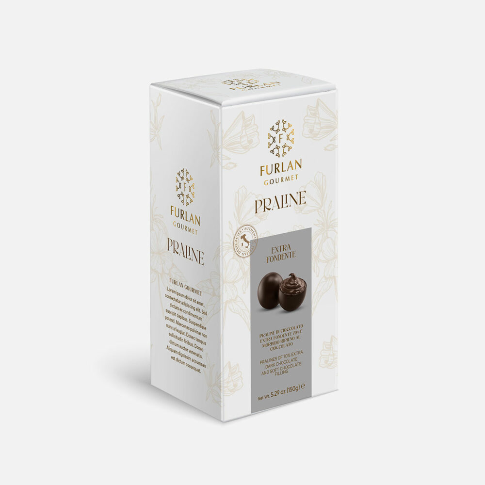 Praline di cioccolato extra fondente 70% e morbido ripieno al cioccolato - Box