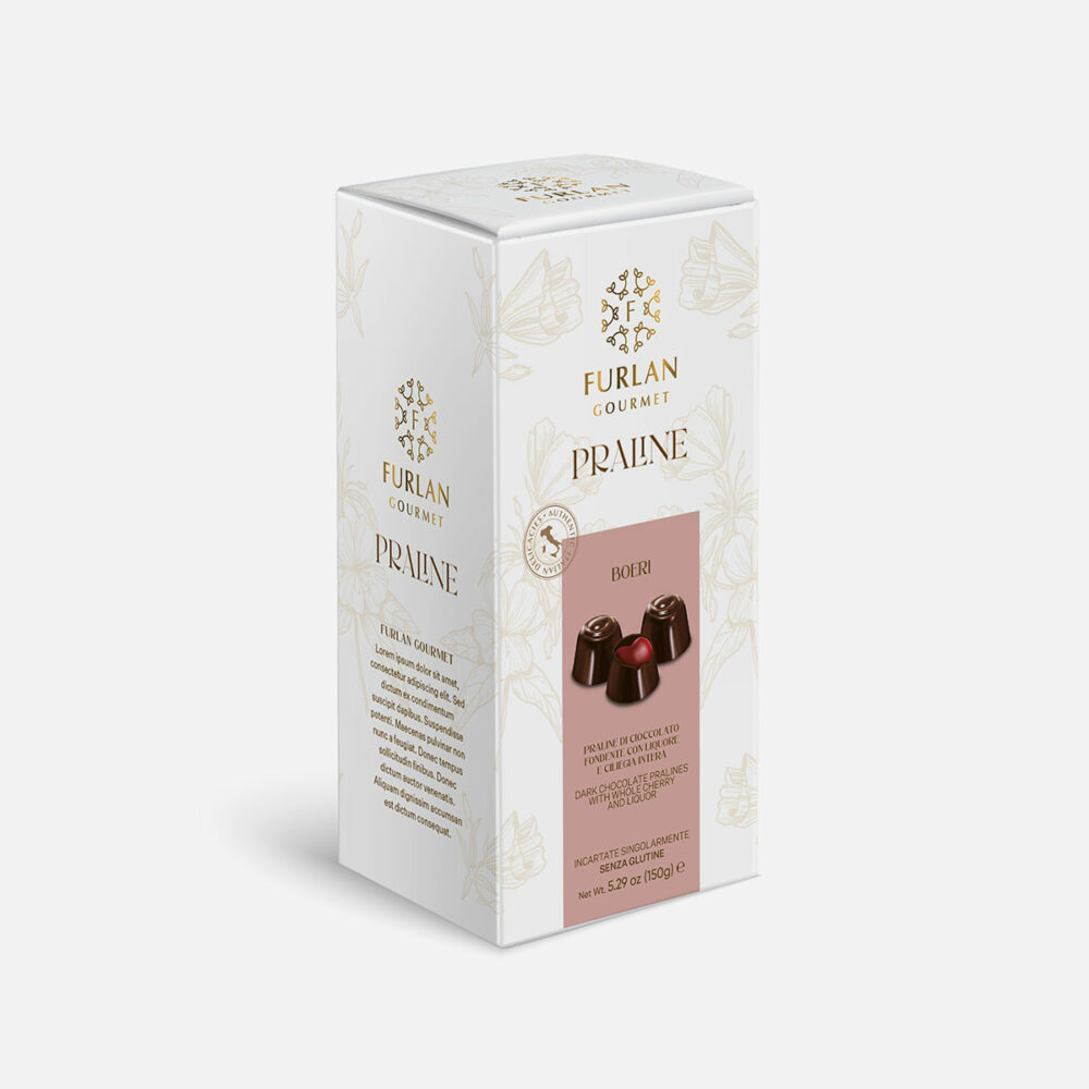 Praline di cioccolato fondente con liquore e ciliegia intera - Box